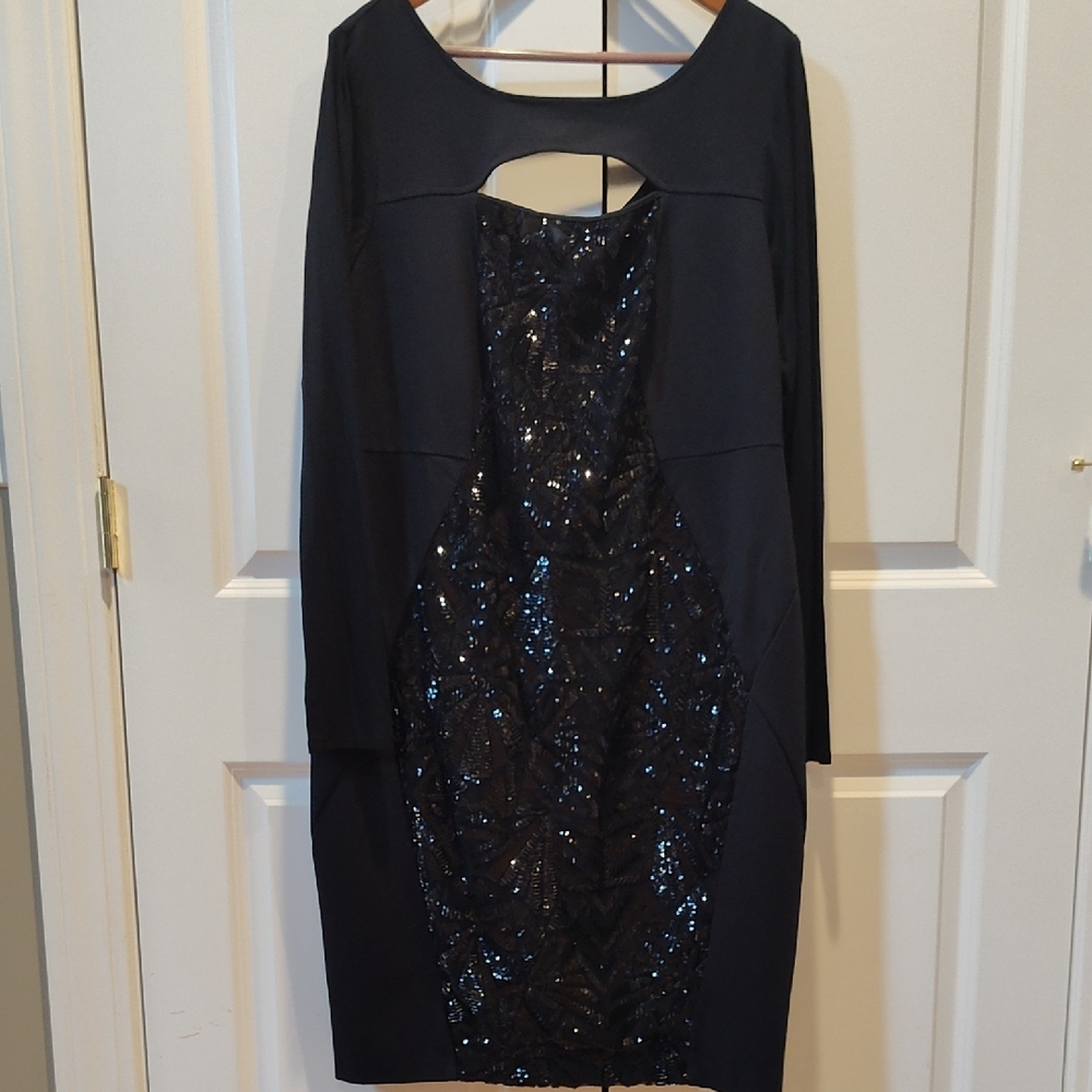 Lane Bryant NWT Elegant Long Sleeve Black Sequin Dress. Size 18.